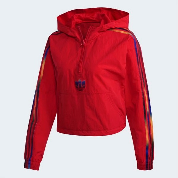 ADIDAS CROPPED HALF ZIP RED JACKET GJ7717 - Picture 3 of 5